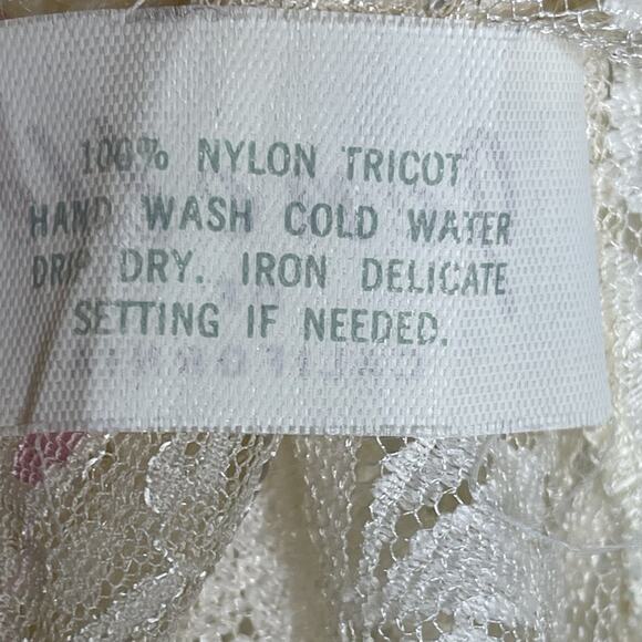 VTG Jenelle of California Sheer Cream Lace Pink Trim Peignoir Lingerie Jacket - Picture 9 of 9